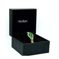 Red Flowers Arrangement with MARKATO Women Watch with Pear Shape with Green Dial