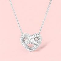 Swarovski Matrix Pendant Mixed Cuts, Heart, White, Rhodium Plated