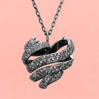 Swarovski Volta Necklace Heart, Small, Black, Ruthenium Plated