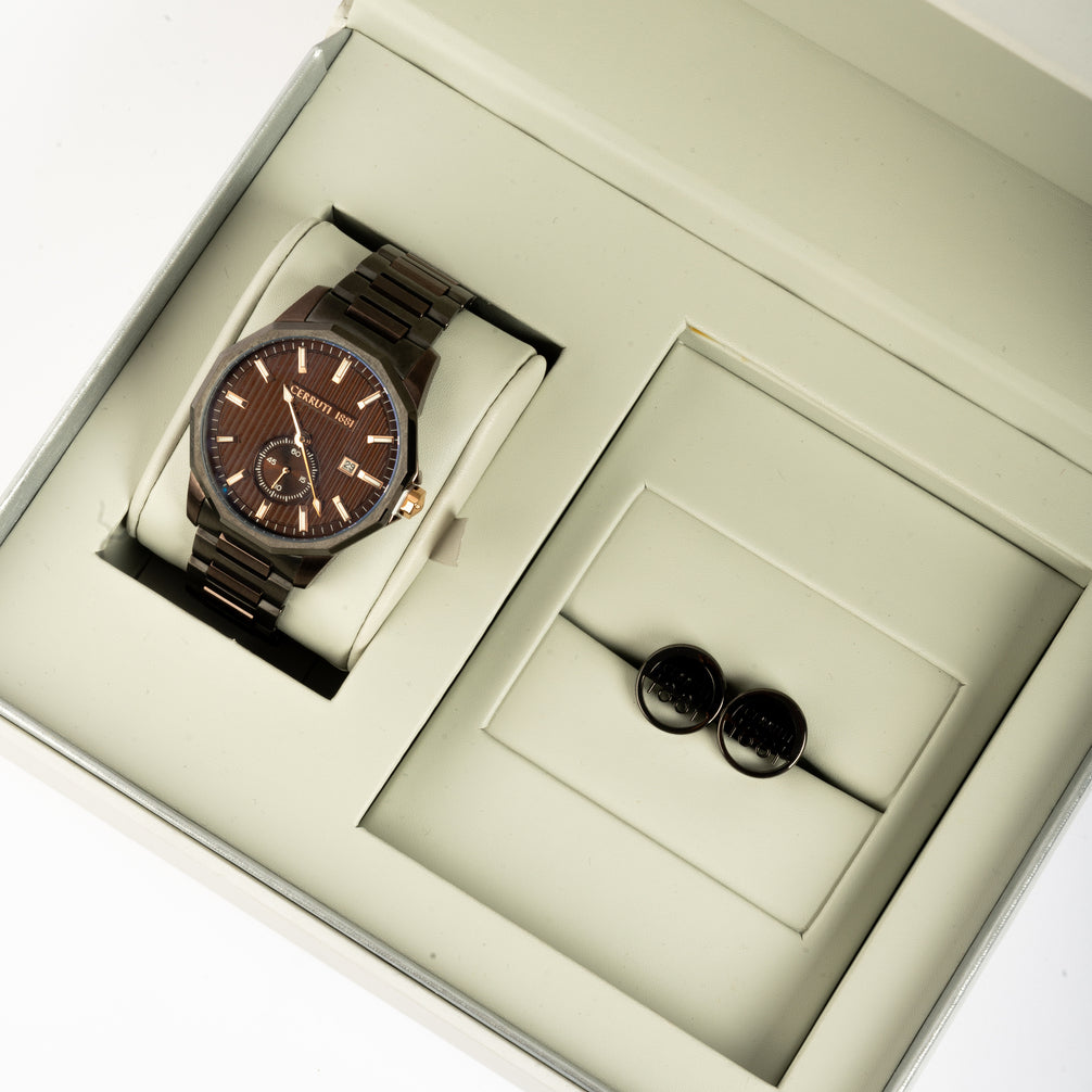 Men Set : Watch & Cufflinks By Cerruti 1881