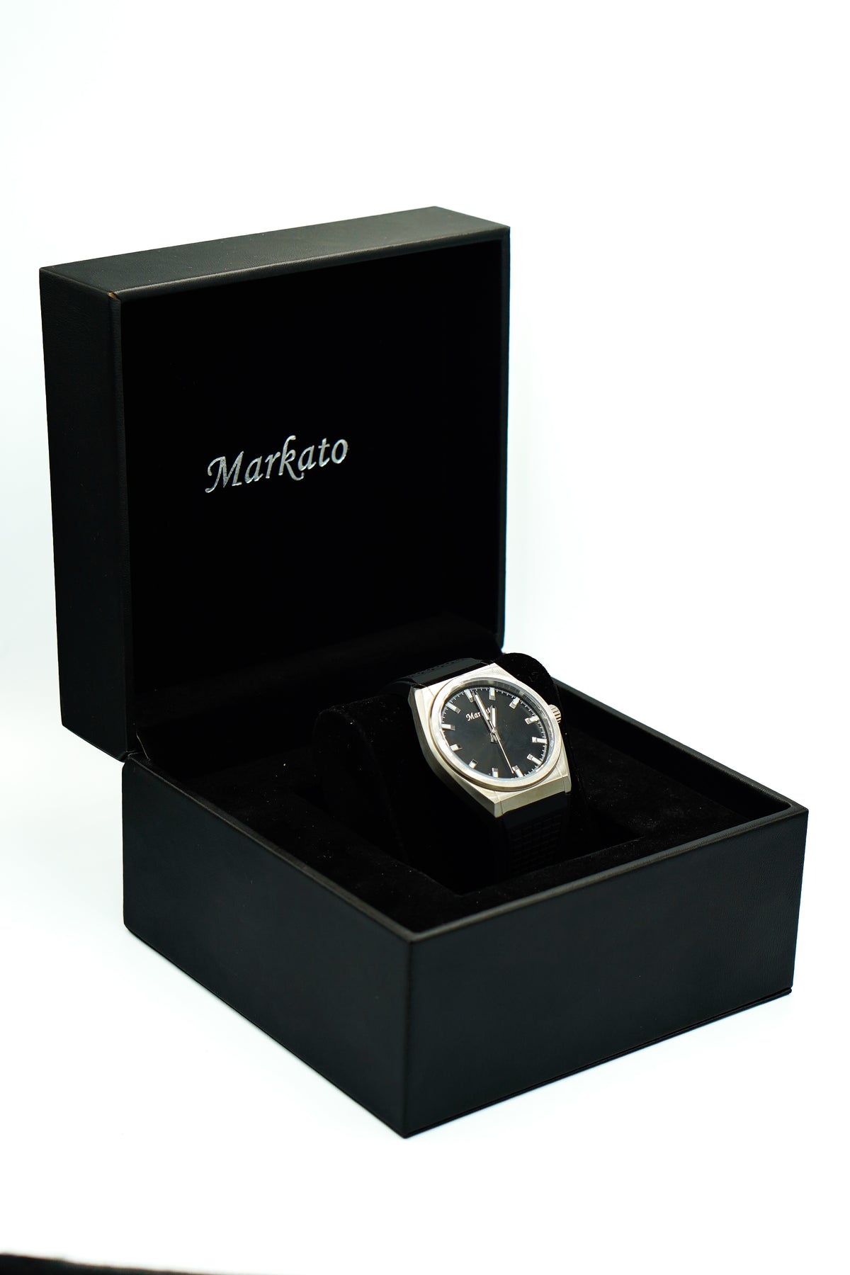 MARKATO Men Watch with Black  Dial & Black Rubber Strap