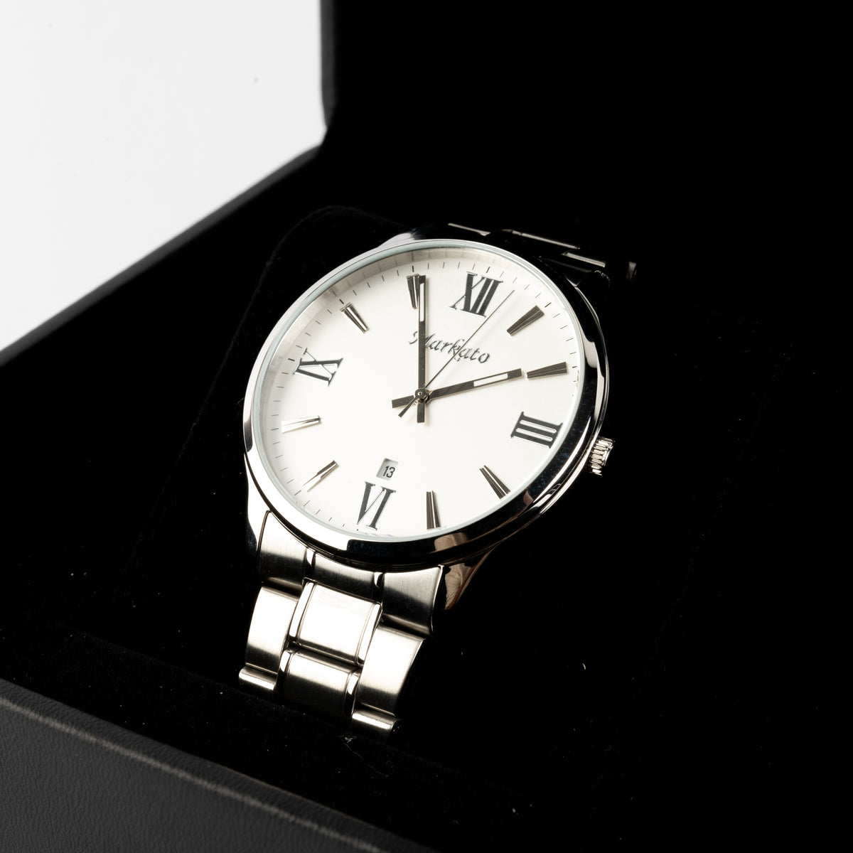 Luxury MARKATO watch for Men - White Dial & Sliver color Strap