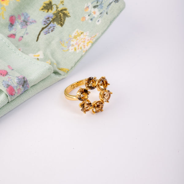 Les Nereides Golden Brown Ring ( Plated) With Mixed Flowers Arrangement