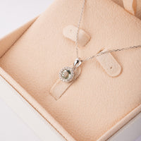 Radiant Halo Diamond Necklace in White Gold