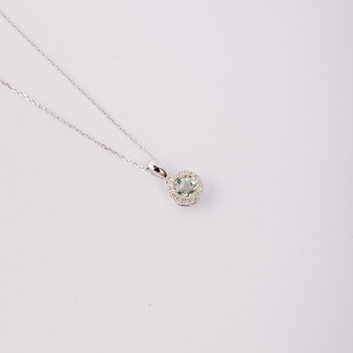 Radiant Halo Diamond Necklace in White Gold