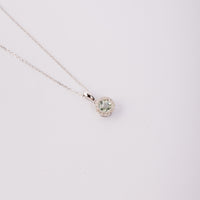 Radiant Halo Diamond Necklace in White Gold