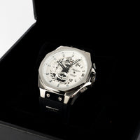 MARKATO Men Watch with Silver Box and Black Rubber Strap and white Dial