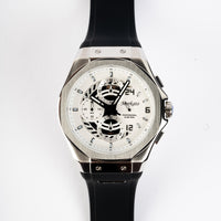 MARKATO Men Watch with Silver Box and Black Rubber Strap and white Dial