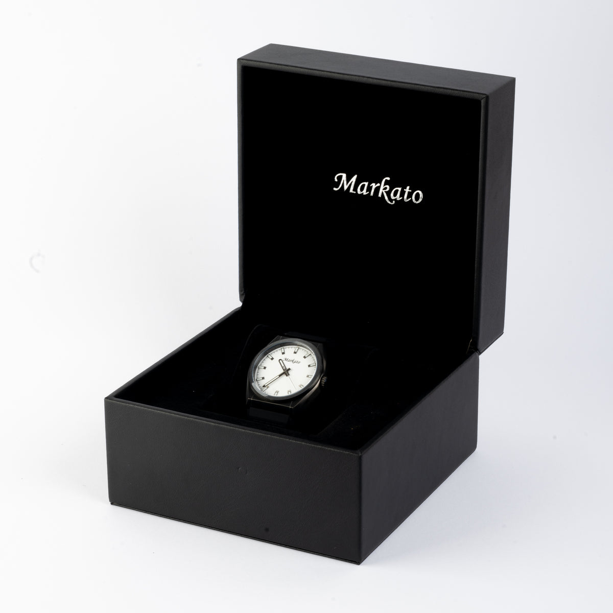 MARKATO Men Watch with White Dial & Rubber Strap