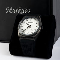 MARKATO Men Watch with White Dial & Rubber Strap