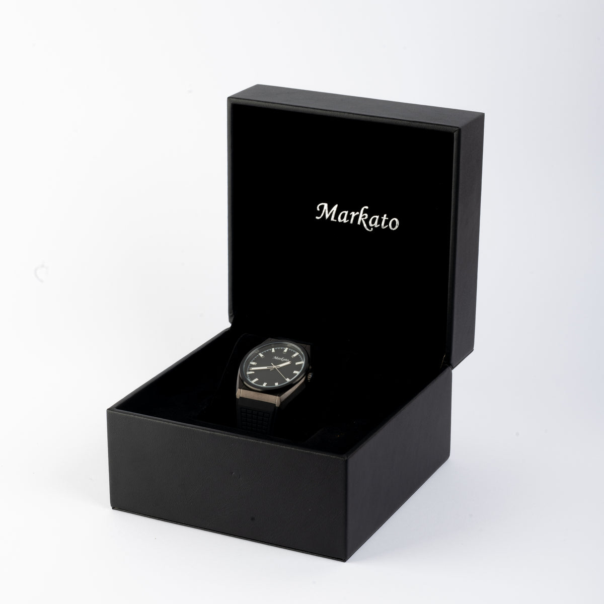 MARKATO Men Watch with Black Dial & Black Rubber Strap