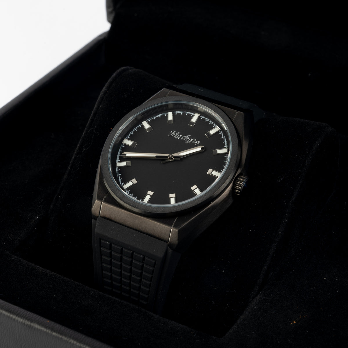 MARKATO Men Watch with Black Dial & Black Rubber Strap