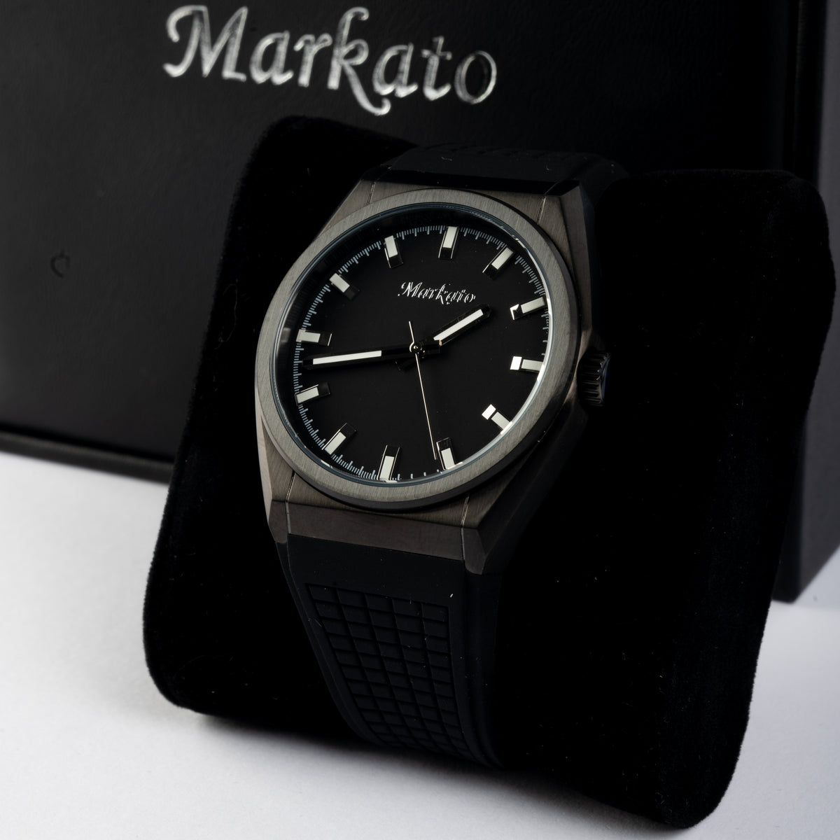 MARKATO Men Watch with Black Dial & Black Rubber Strap