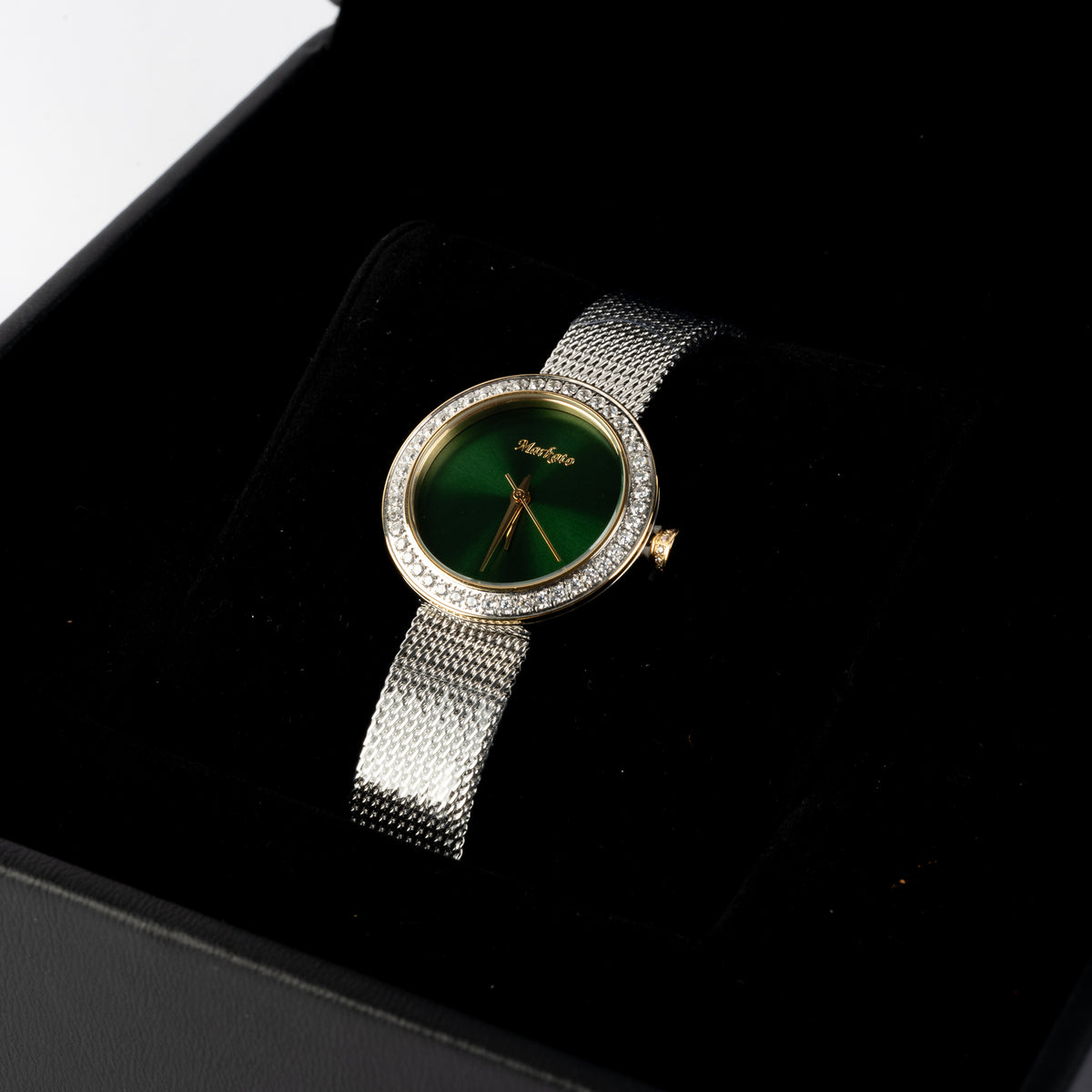 MARKATO Women Watch with Green Dial & Silver Strap