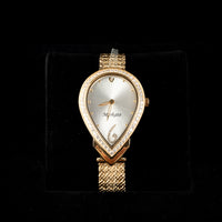 MARKATO Women Watch with Pear Shape with White Dial & Golden Strap