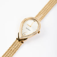 MARKATO Women Watch with Pear Shape with White Dial & Golden Strap