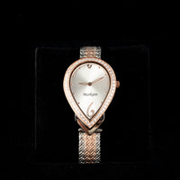 MARKATO Women Watch with Pear Shape with White Dial & Rose Gold and Silver color Strap