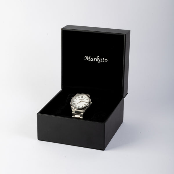 Elegance MARKATO watch for Men - Rounded White Dial