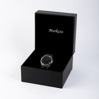 Elegance MARKATO watch for Men - Rounded Black Dial