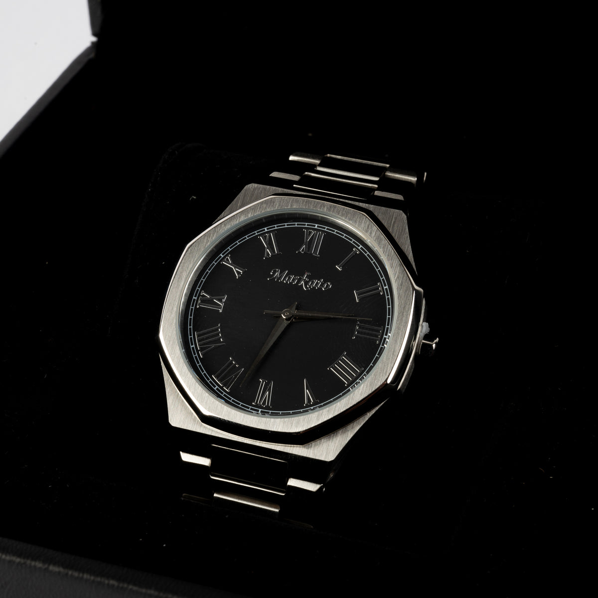 Elegance MARKATO watch for Men - Rounded Black Dial