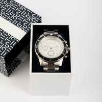 Esprit HUDSON CHRONO Gents White Dial Stainless Steel Watch