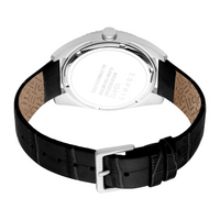 ESPRIT Men's Silver Watch With Silver Dial, Black Leather Strap