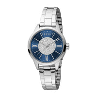 ESPRIT Women's Silver Watch With Dark Blue Glitter Dial And Stainless Steel Bracelet