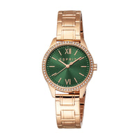 Gift of Esprit Stella Ladies Dark Green Dial Stainless Steel Rose Gold Watch & Flowers Arrangement