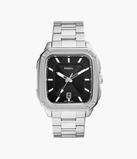 Inscription Stainless Steel Watch with Three-Hand Date