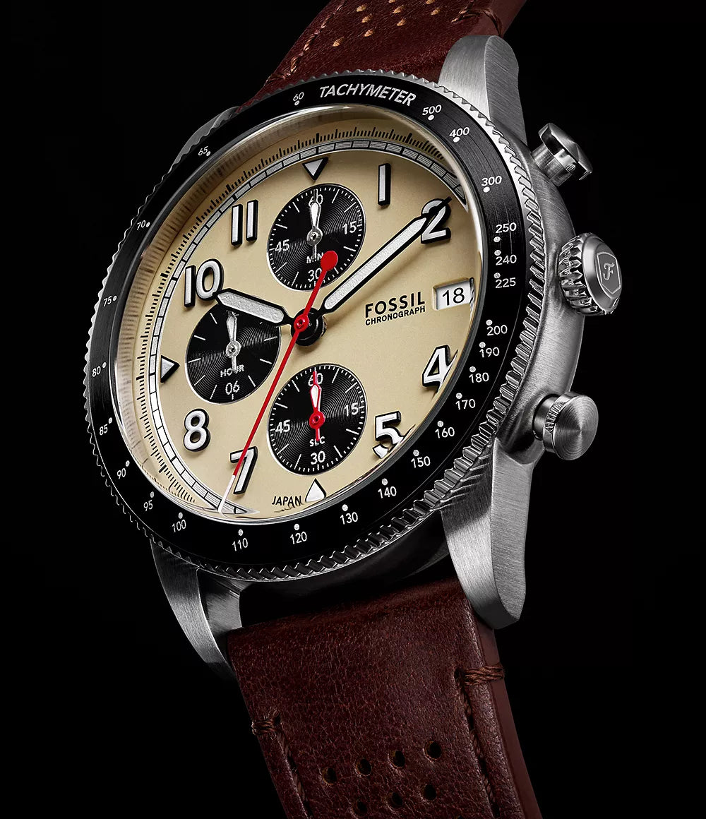 Sport Tourer Chronograph Brown Leather Watch for Men