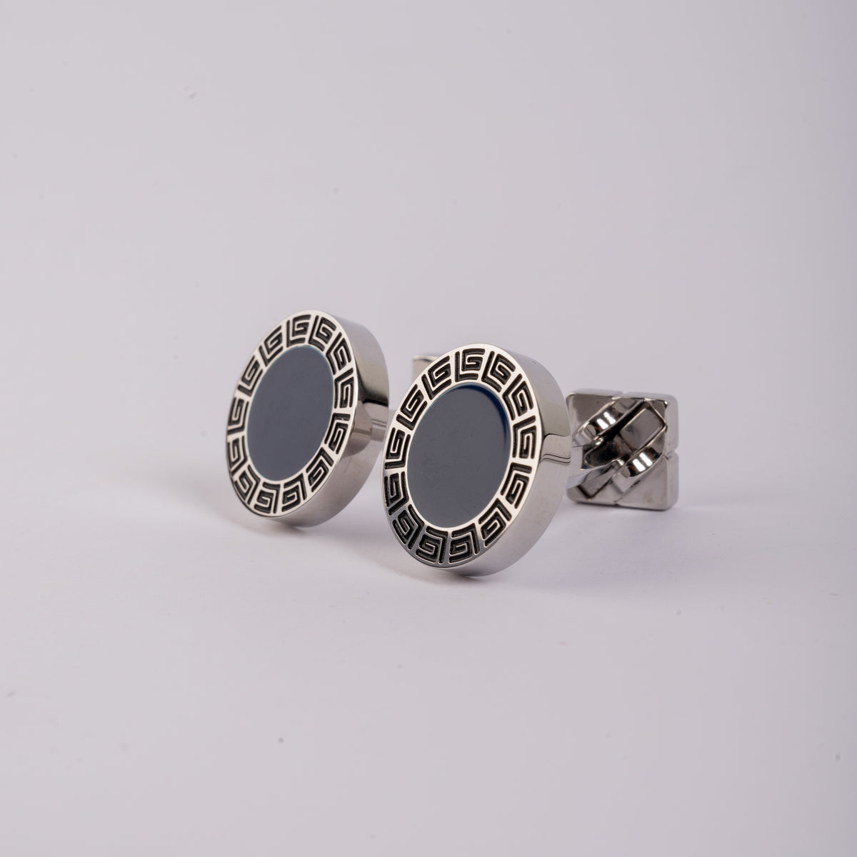 Guy Laroche Alain Gents Stainless Steel Silver Blue Cufflinks