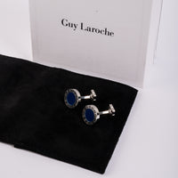 Guy Laroche Alain Gents Stainless Steel Silver Blue Cufflinks