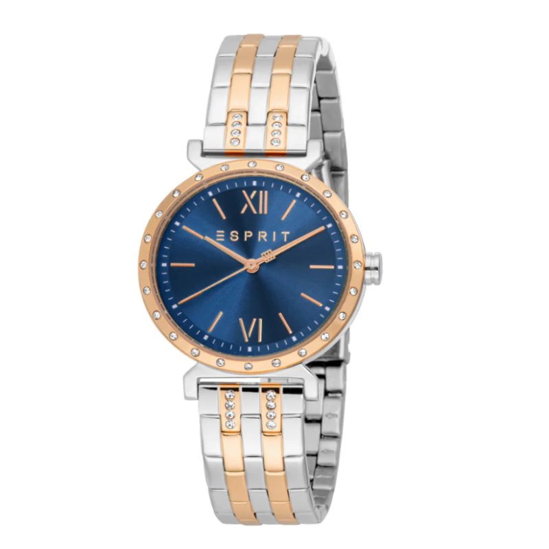 Dark Blue Dial ESPRIT Women Watch with Flowers Arrangement