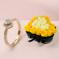 Heartfelt Rose Gold Diamond Ring with Heart shape Mixed flowers