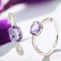 Diamond Ring with Amethyst stones and Mixed Flowers