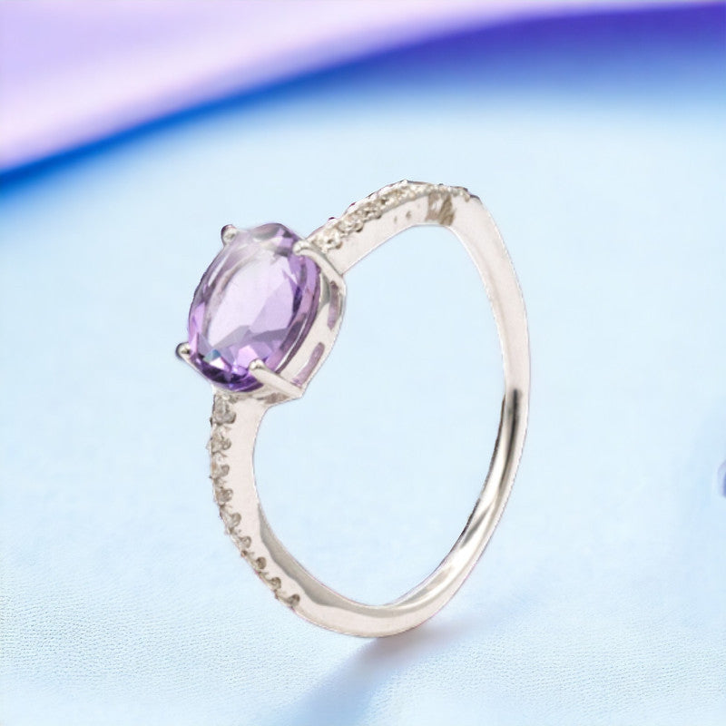 Diamond Ring with Amethyst stones and Mixed Flowers