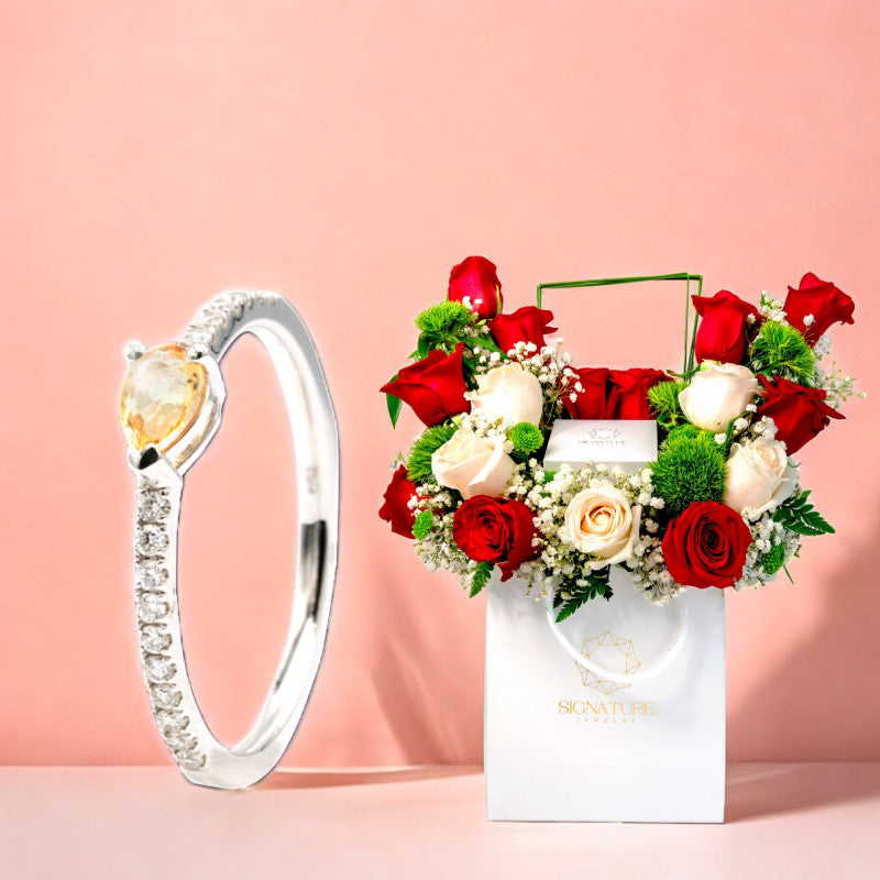 Diamond Ring with Mixed Flowers