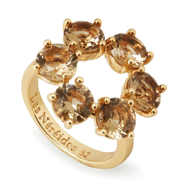 Les Nereides Golden Brown Ring ( Plated) With Flowers Bouquet