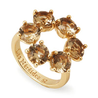 Les Nereides Golden Brown Ring ( Plated) With Red Flowers Arrangement