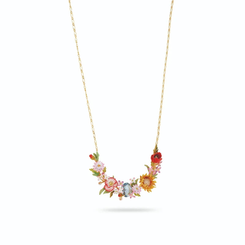 Les Nereides Wildflower Necklace (Plated) and Flowers Arrangement