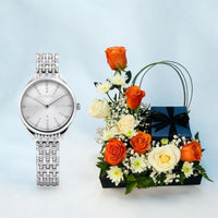 Swarovski Attract Watch Metal Bracelet with Flowers Arrangement