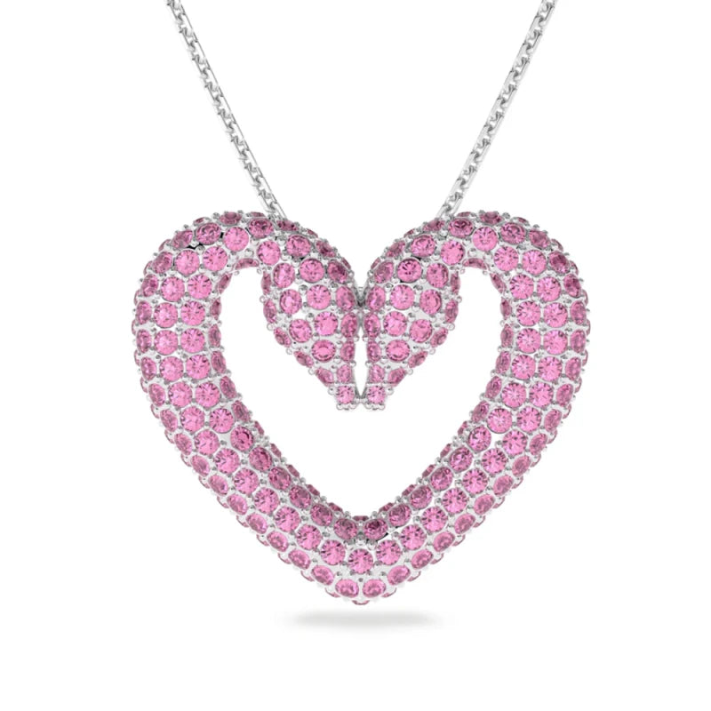 Swarovski Necklace with Pendant Heart Shape with Flowers Arrangement