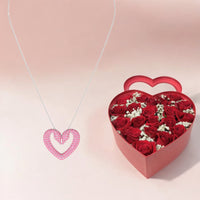 Swarovski Necklace with Pendant Heart Shape with Flowers Arrangement