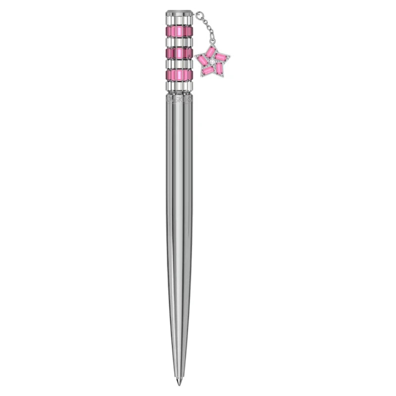 Swarovski Ballpoint Pen Star, Pink, Chrome Plated with Flowers Bouquet