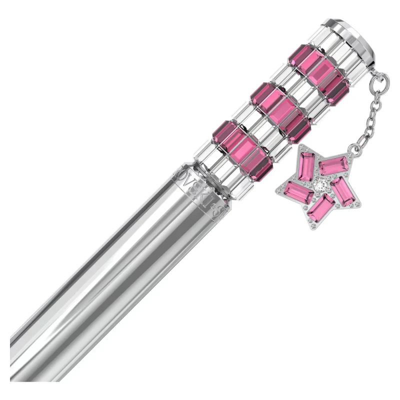 Swarovski Ballpoint Pen Star, Pink, Chrome Plated with Flowers Bouquet