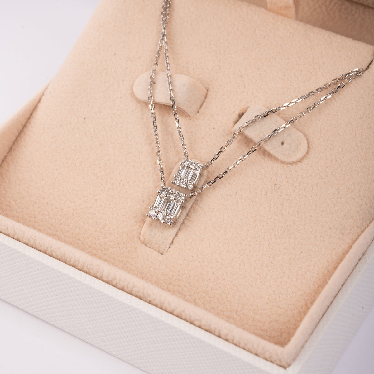 Royal Twins White Gold Diamond Duo Necklace