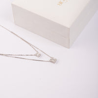 Royal Twins White Gold Diamond Duo Necklace