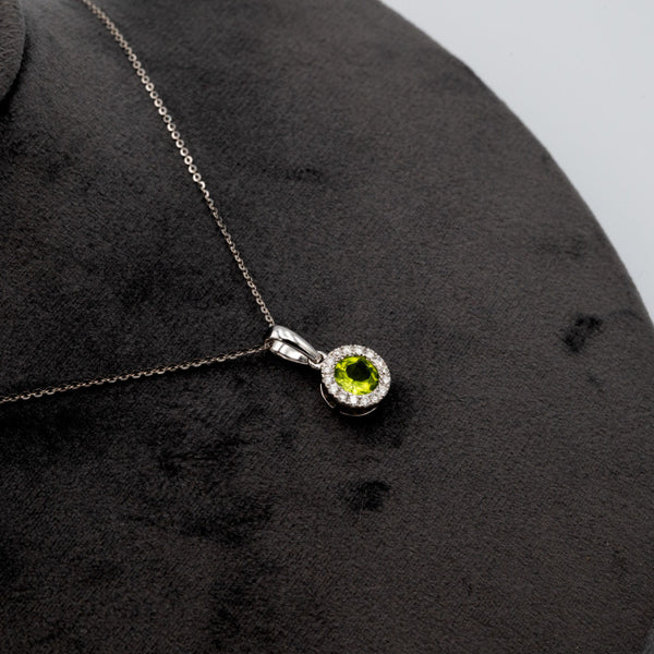 Radiant Halo Diamond Necklace in White Gold