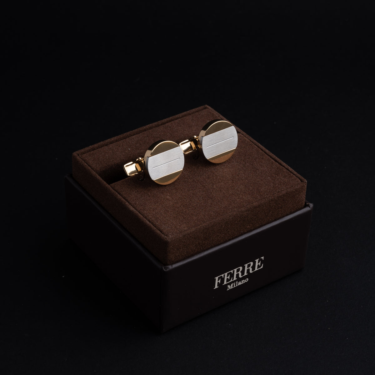 Ferre Milano Golden & White Cufflinks