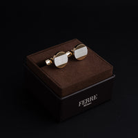 Ferre Milano Golden & White Cufflinks